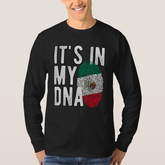 Grappig dat het in mijn DNA Mexico vlag Fingerprin T-shirt (Voorkant)