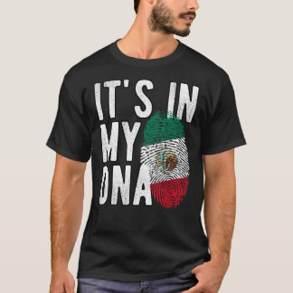Grappig dat het in mijn DNA Mexico vlag Fingerprin T-shirt