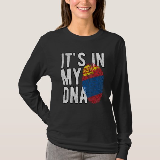 Grappig dat het in mijn DNA-Mongoliaanse vlag Fing T-shirt (Voorkant)