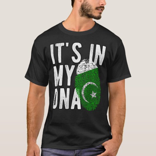 Grappig dat het in mijn DNA Pakistan vlag Fingerpr T-shirt (Voorkant)