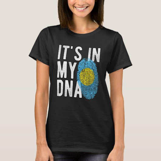 Grappig dat het in mijn DNA Palau vlag Fingerprint T-shirt (Voorkant)