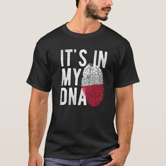 Grappig dat het in mijn DNA-Poolse vlag Fingerprin T-shirt (Voorkant)
