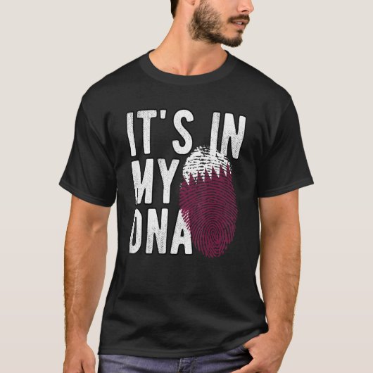 Grappig dat het in mijn DNA Qatar vlag Fingerprint T-shirt (Voorkant)