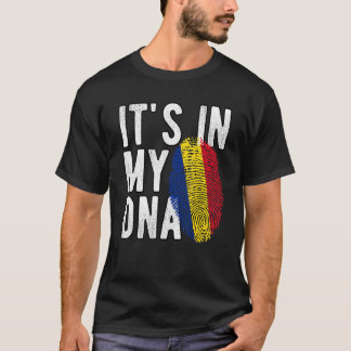 Grappig dat het in mijn DNA Roemenië vlag Fingerpr T-shirt