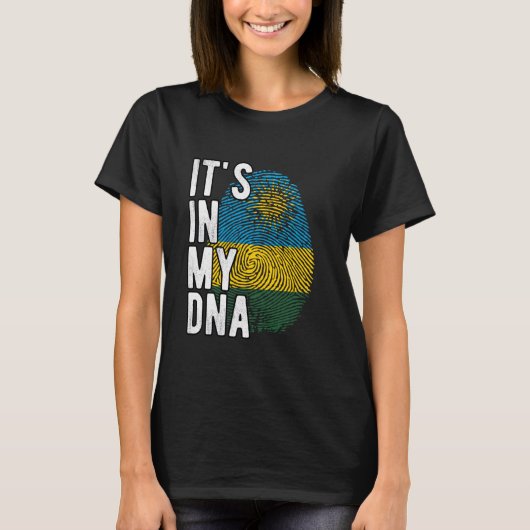 Grappig dat het in mijn DNA Rwanda vlag Vingerafdr T-shirt (Voorkant)