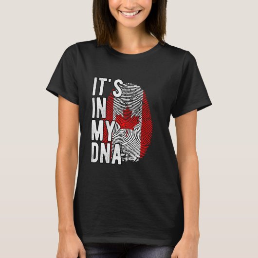 Grappig dat het in mijn DNA zit Canada vlag Vinger T-shirt (Voorkant)