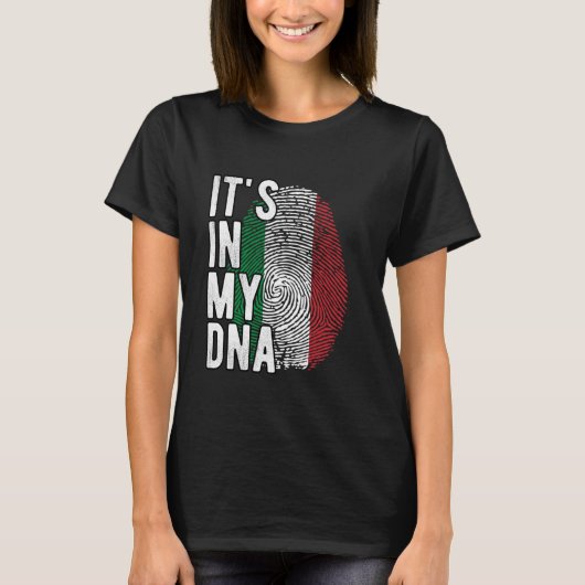 Grappig dat het in mijn DNA zit Italië vlag Vinger T-shirt (Voorkant)