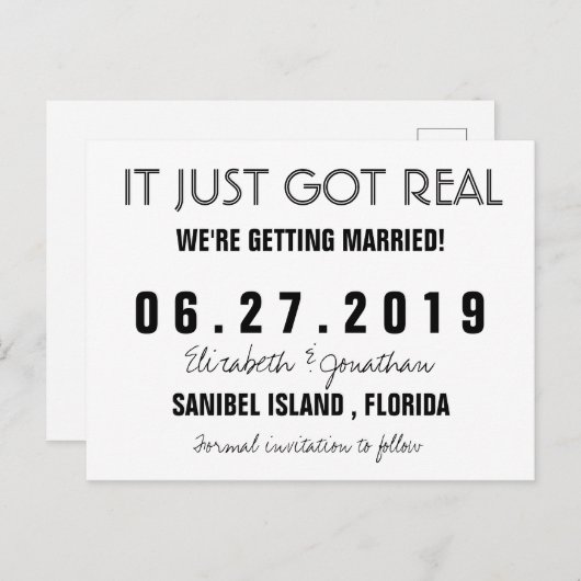 Grappig dat het net een echte bruiloft heeft, beha aankondigingskaart (Voorkant / Achterkant)