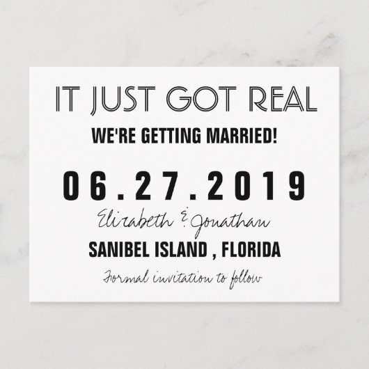 Grappig dat het net een echte bruiloft heeft, beha aankondigingskaart (Voorkant)