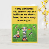 Grappig dat het vee vrolijk kerstfeest maait kaart (Gele Bloem)