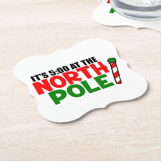 Grappig dat het vijf oclock is op de Noordpool Kartonnen Onderzetters (Gekanteld)