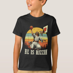 Grappig dat hij Rizzin Jezus speelt basketbal Chri T-shirt