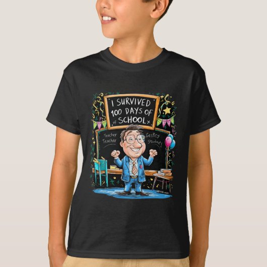 Grappig dat ik 100 dagen schoolleraar heb overleef t-shirt (Voorkant)