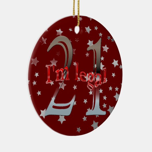 Grappig dat ik 21ste verjaardag 's avonds rood ker keramisch ornament (Rechts)