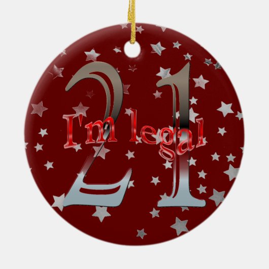 Grappig dat ik 21ste verjaardag 's avonds rood ker keramisch ornament (Achterkant)