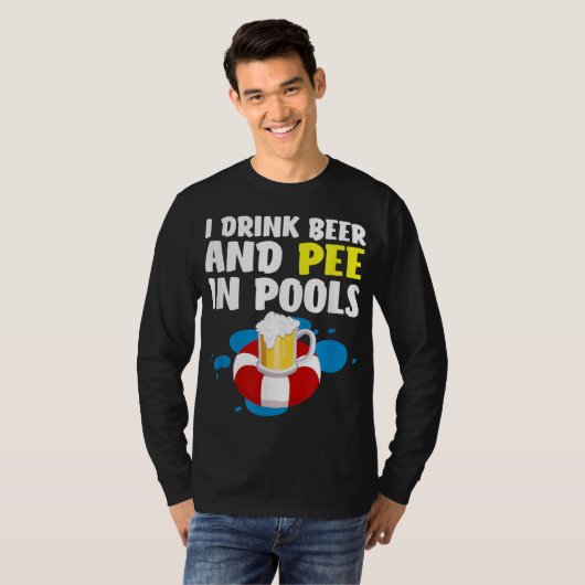 Grappig dat ik bier en pier in poolontwerp Drink - T-shirt (Voorkant volledig)