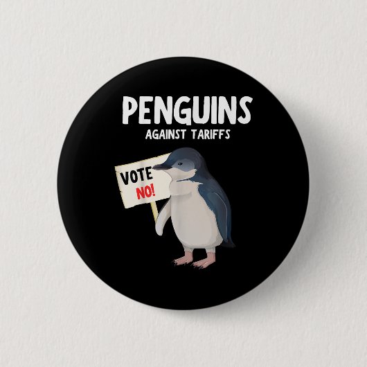 Grappig dat ik bij de pinguïns sta, pinguïns tegen ronde button 5,7 cm (Voorkant)