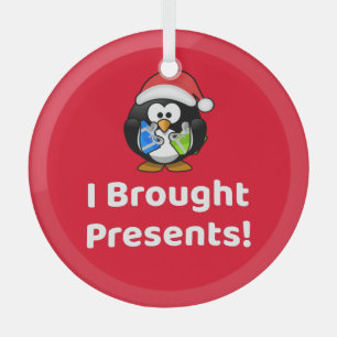 Grappig dat ik Cadeaus heb meegenomen!   Pinguïn Glas Ornament