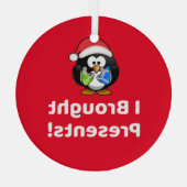 Grappig dat ik Cadeaus heb meegenomen! | Pinguïn Glas Ornament (Achterkant)