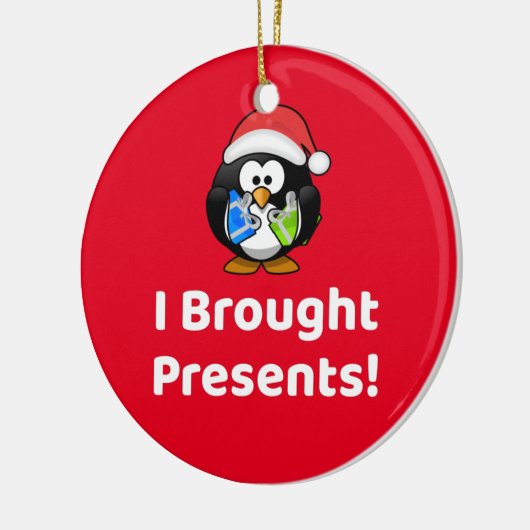 Grappig dat ik Cadeaus heb meegenomen! | Pinguïn Keramisch Ornament (Links)