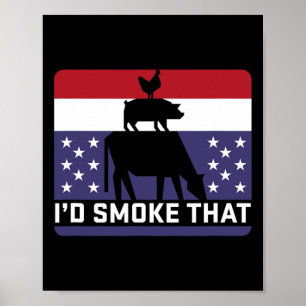 Grappig dat ik die barbecue retro grilling BBQ zou Poster