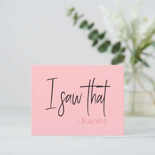 Grappig dat ik die karma-quote slogan zag briefkaart (Staand voorkant)