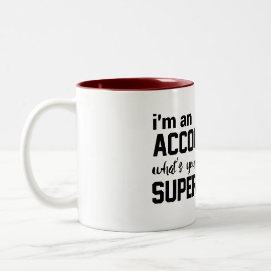 Grappig dat ik een accountant ben wat je Superpowe Tweekleurige Koffiemok (Links)
