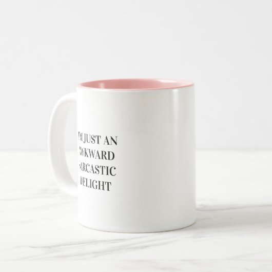 Grappig dat ik een Awkward Sarcastic Delight Quote Tweekleurige Koffiemok (Voorkant links)