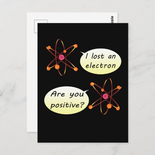 Grappig dat ik een elektronen verloor briefkaart (Voorkant / Achterkant)