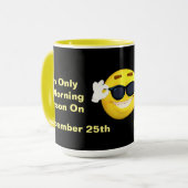 Grappig dat ik een Morning Person Quote w/Emoji be Mok (Voorkant links)