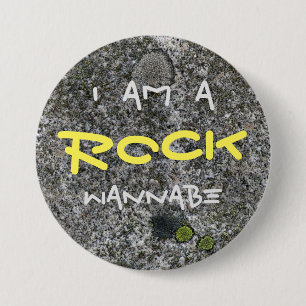 Grappig dat ik een Rock Wannabe Grey Granite ben Ronde Button 7,6 Cm