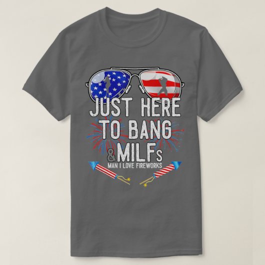 Grappig dat ik hier ben om Amerikaanse vlag Milfs  T-shirt (Design voorkant)