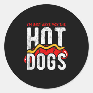 Grappig dat ik hier ben voor de hotdogs bbq ronde sticker