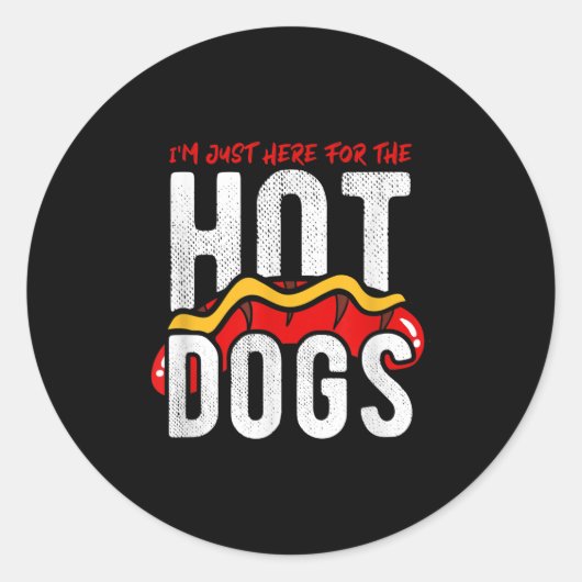 Grappig dat ik hier ben voor de hotdogs bbq ronde sticker (Voorkant)