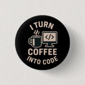 Grappig dat ik koffie in code vertaal ronde button 3,2 cm (Voorkant)