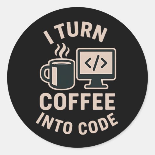 Grappig dat ik koffie in code vertaal ronde sticker (Voorkant)