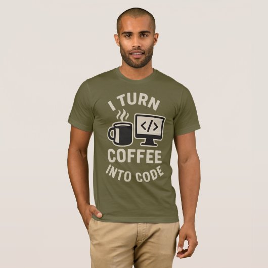 Grappig dat ik koffie in code vertaal t-shirt (Voorkant volledig)