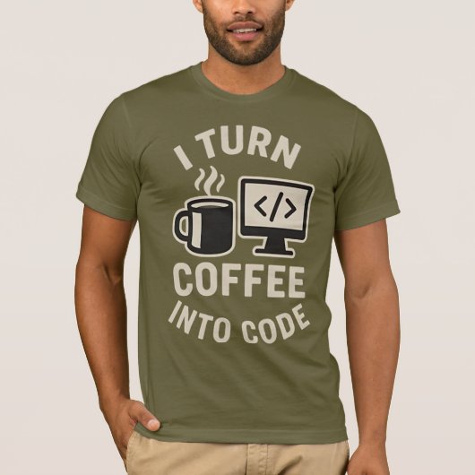 Grappig dat ik koffie in code vertaal t-shirt (Voorkant)