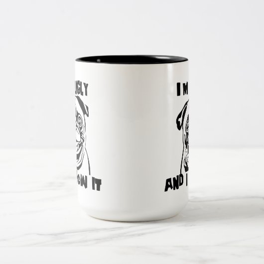 Grappig dat ik lelijk ben en ik weet het.. tweekleurige koffiemok (Center)