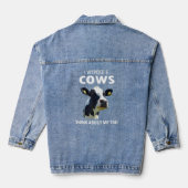 Grappig dat ik me afvraag of Koeien over mij denke Denim Jacket (Achterkant)