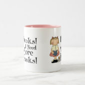 Grappig dat ik meer T-shirt voor boeken nodig heb Tweekleurige Koffiemok (Center)
