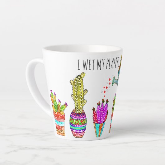 Grappig dat ik mijn Planten cacti nat maak Latte Mok (Linkerhoek)