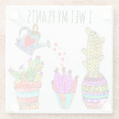 Grappig dat ik mijn Planten nat maak Cacti Glass O Glazen Onderzetter (Achterkant)