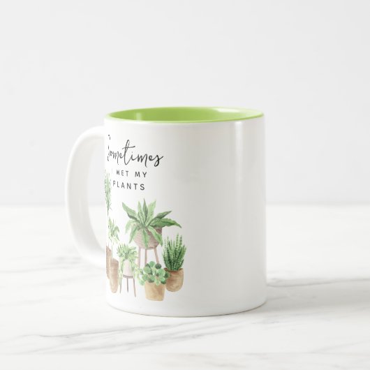 Grappig dat ik mijn Planten nat maak Tweekleurige Koffiemok (Voorkant links)