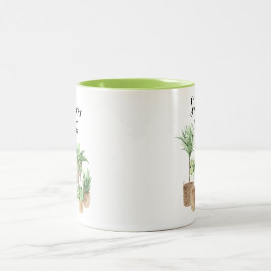 Grappig dat ik mijn Planten nat maak Tweekleurige Koffiemok (Center)