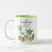 Grappig dat ik mijn Planten nat maak Tweekleurige Koffiemok (Links)