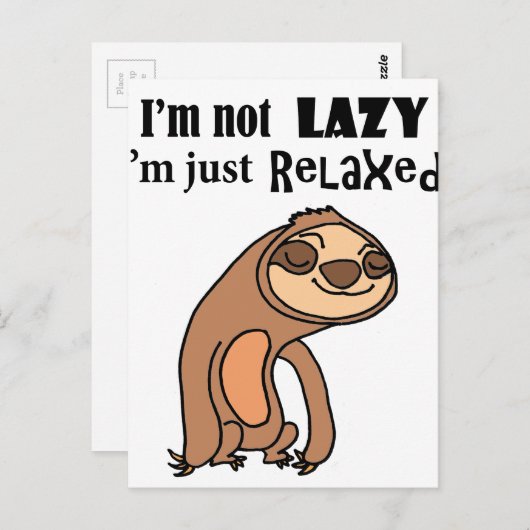 Grappig dat ik niet lui ben, ik ben gewoon ontspan briefkaart (Voorkant / Achterkant)