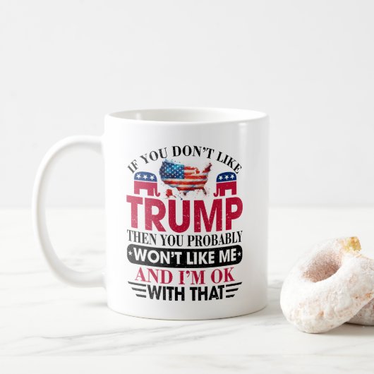 Grappig dat ik niet van Trump houd Koffiemok (Met donut)