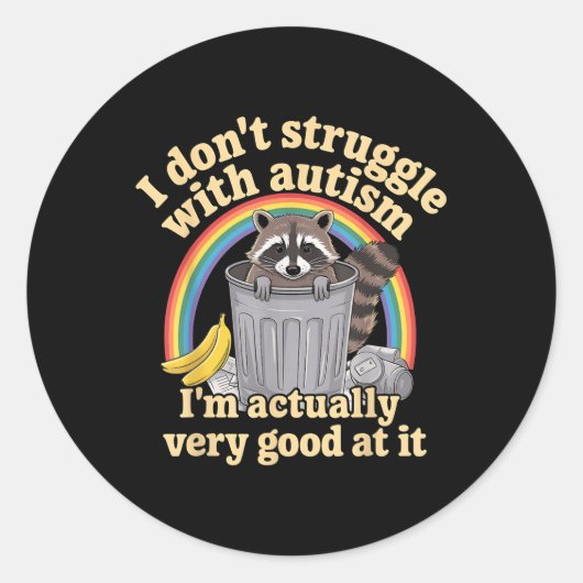 Grappig dat ik niet worstel met autisme autistisch ronde sticker (Voorkant)