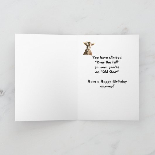 Grappig dat ik nu een oude geit over de heuvel ben kaart (Binnen)